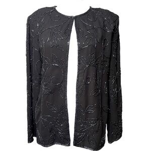 NWT JMD New York Black Beaded Formal Evening Jacket Long Sleeve Embellished M